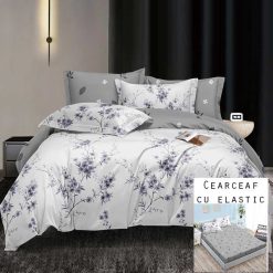 Lenjerie Bumbac Satinat cu ELASTIC, 4 piese #BE91