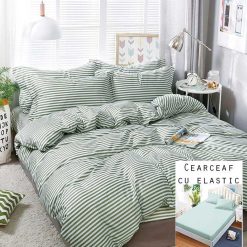 Lenjerie Bumbac Satinat cu ELASTIC, 4 piese #BE94
