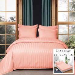 Lenjerie Damasc, Cearceaf cu Elastic, 6 Piese #D25