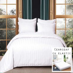 Lenjerie Damasc, Cearceaf cu Elastic, 6 Piese #D17