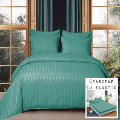 Lenjerie Damasc, Cearceaf cu Elastic, 6 Piese #D18