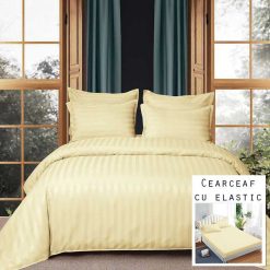 Lenjerie Damasc, Cearceaf cu Elastic, 6 Piese #D21