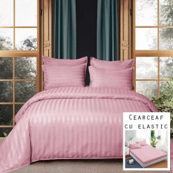 Lenjerie Damasc, Cearceaf cu Elastic, 6 Piese #D23