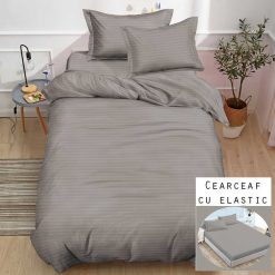 Lenjerie Damasc cu Elastic, 1 Persoana #SDE15