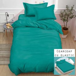 Lenjerie Damasc cu Elastic, 1 Persoana #SDE24
