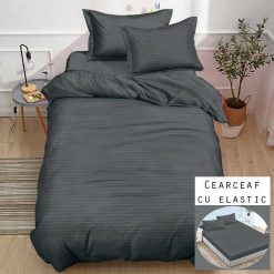Lenjerie Damasc cu Elastic, 1 Persoana #SDE25
