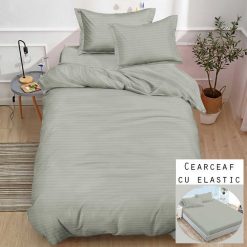 Lenjerie Damasc cu Elastic, 1 Persoana #SDE26