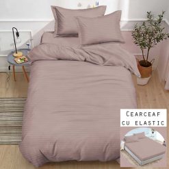 Lenjerie Damasc cu Elastic, 1 Persoana #SDE18