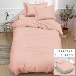 Lenjerie Damasc cu Elastic, 1 Persoana #SDE19