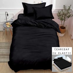 Lenjerie Damasc cu Elastic, 1 Persoana #SDE20