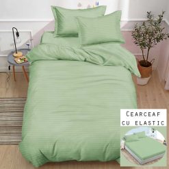 Lenjerie Damasc cu Elastic, 1 Persoana #SDE21