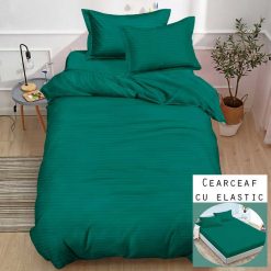 Lenjerie Damasc cu Elastic, 1 Persoana #SDE23