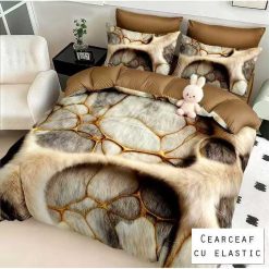 Lenjerie Finet cu 2 Fete, Cearceaf cu Elastic, 6 Piese #FE490