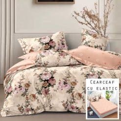Lenjerie Finet cu 2 Fete, Cearceaf cu Elastic, 6 Piese #FE447