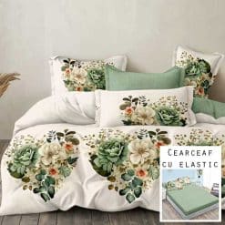 Lenjerie Finet cu 2 Fete, Cearceaf cu Elastic, 6 Piese #FE449