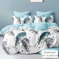 Lenjerie Finet cu 2 Fete, Cearceaf cu Elastic, 6 Piese #FE439