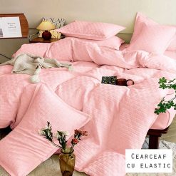 Lenjerie Finet Creponat, Cearceaf cu Elastic, 4 Piese #FE350
