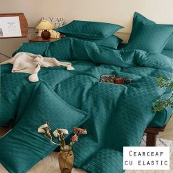 Lenjerie Finet Creponat, Cearceaf cu Elastic, 4 Piese #FE352