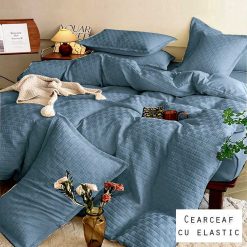 Lenjerie Finet Creponat, Cearceaf cu Elastic, 4 Piese #FE343