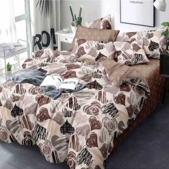 Lenjerie Finet cu 2 fete, Inimi, Crem/Maro, 6 piese #F326