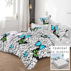 Lenjerie Finet cu 2 Fete, Cearceaf cu Elastic, 6 Piese #FE49
