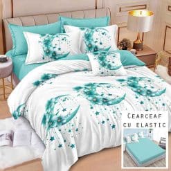 Lenjerie Finet cu 2 Fete, Cearceaf cu Elastic, 6 Piese #FE450