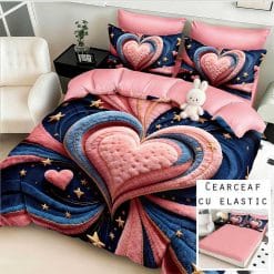 Lenjerie Finet cu 2 Fete, Cearceaf cu Elastic, 6 Piese #FE465