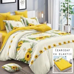 Lenjerie Finet cu 2 Fete, Cearceaf cu Elastic, 6 Piese #FE409