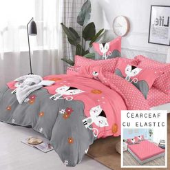 Lenjerie Finet cu 2 Fete, Cearceaf cu Elastic, 6 Piese #FE68