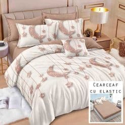 Lenjerie Finet cu 2 Fete, Cearceaf cu Elastic, 6 Piese #FE451