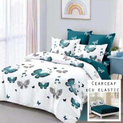Lenjerie Finet cu 2 Fete, Cearceaf cu Elastic, 6 Piese #FE82