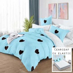 Lenjerie Finet cu 2 Fete, Cearceaf cu Elastic, 6 Piese #FE03