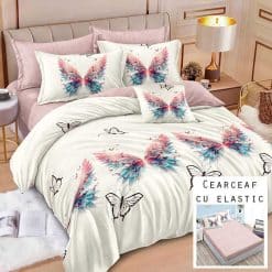 Lenjerie Finet cu 2 Fete, Cearceaf cu Elastic, 6 Piese #FE452