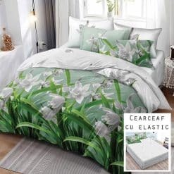 Lenjerie Finet cu 2 Fete, Cearceaf cu Elastic, 6 Piese #FE402