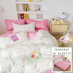 Lenjerie Finet cu 2 Fete, Cearceaf cu Elastic, 6 Piese #FE208