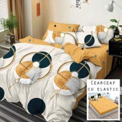Lenjerie Finet cu 2 Fete, Cearceaf cu Elastic, 6 Piese #FE404