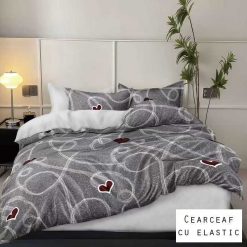 Lenjerie Finet cu 2 Fete, Cearceaf cu Elastic, 6 Piese #FE334