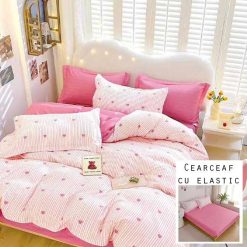 Lenjerie Finet cu 2 Fete, Cearceaf cu Elastic, 6 Piese #FE209