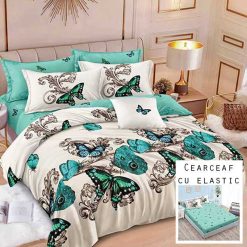 Lenjerie Finet cu 2 Fete, Cearceaf cu Elastic, 6 Piese #FE232