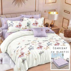 Lenjerie Finet cu 2 Fete, Cearceaf cu Elastic, 6 Piese #FE231