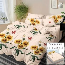 Lenjerie Finet cu 2 Fete, Cearceaf cu Elastic, 6 Piese #FE437