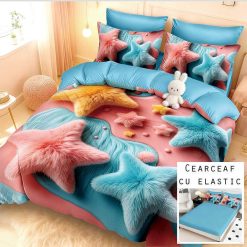 Lenjerie Finet cu 2 Fete, Cearceaf cu Elastic, 6 Piese #FE462
