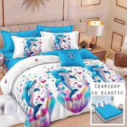 Lenjerie Finet cu 2 Fete, Cearceaf cu Elastic, 6 Piese #FE245