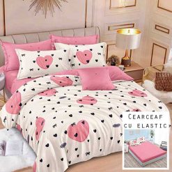 Lenjerie Finet cu 2 Fete, Cearceaf cu Elastic, 6 Piese #FE241