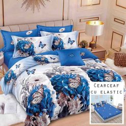 Lenjerie Finet cu 2 Fete, Cearceaf cu Elastic, 6 Piese #FE238