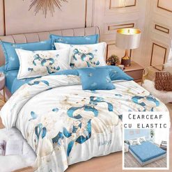 Lenjerie Finet cu 2 Fete, Cearceaf cu Elastic, 6 Piese #FE235