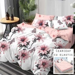 Lenjerie Finet cu 2 Fete, Cearceaf cu Elastic, 6 Piese #FE407