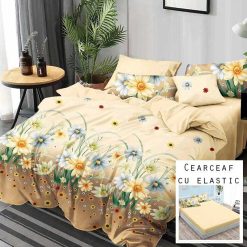 Lenjerie Finet cu 2 Fete, Cearceaf cu Elastic, 6 Piese #FE263
