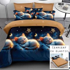 Lenjerie Finet cu 2 Fete, Cearceaf cu Elastic, 6 Piese #FE309
