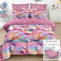 Lenjerie Finet cu 2 Fete, Cearceaf cu Elastic, 6 Piese #FE310